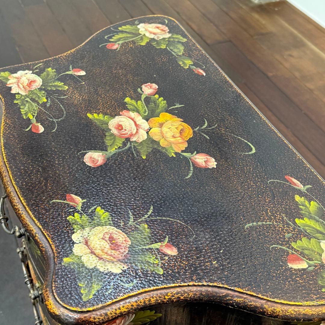 H110K56b トールペイント アンティーク調 3段チェスト 猫脚