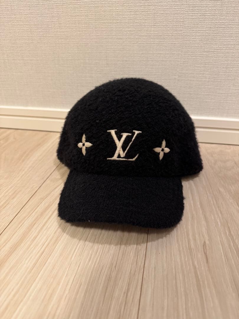 ルイヴィトン ウールキャップ ボアキャップ 黒 ブラック