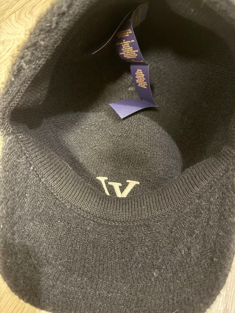 ルイヴィトン ウールキャップ ボアキャップ 黒 ブラック