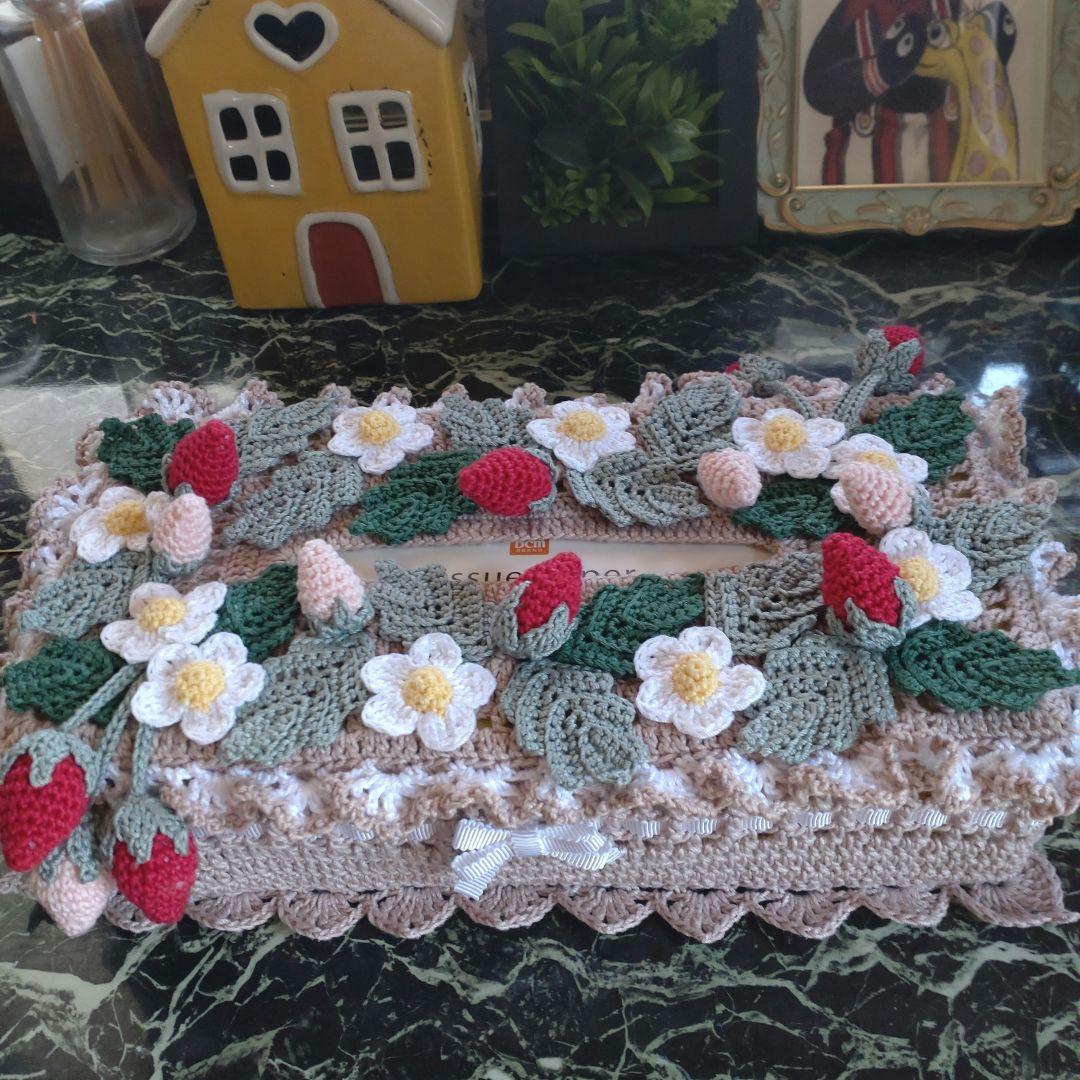 ヤクルトlove様ティッシュボックスカバーかぎ編み生活道具レース編みドイリー