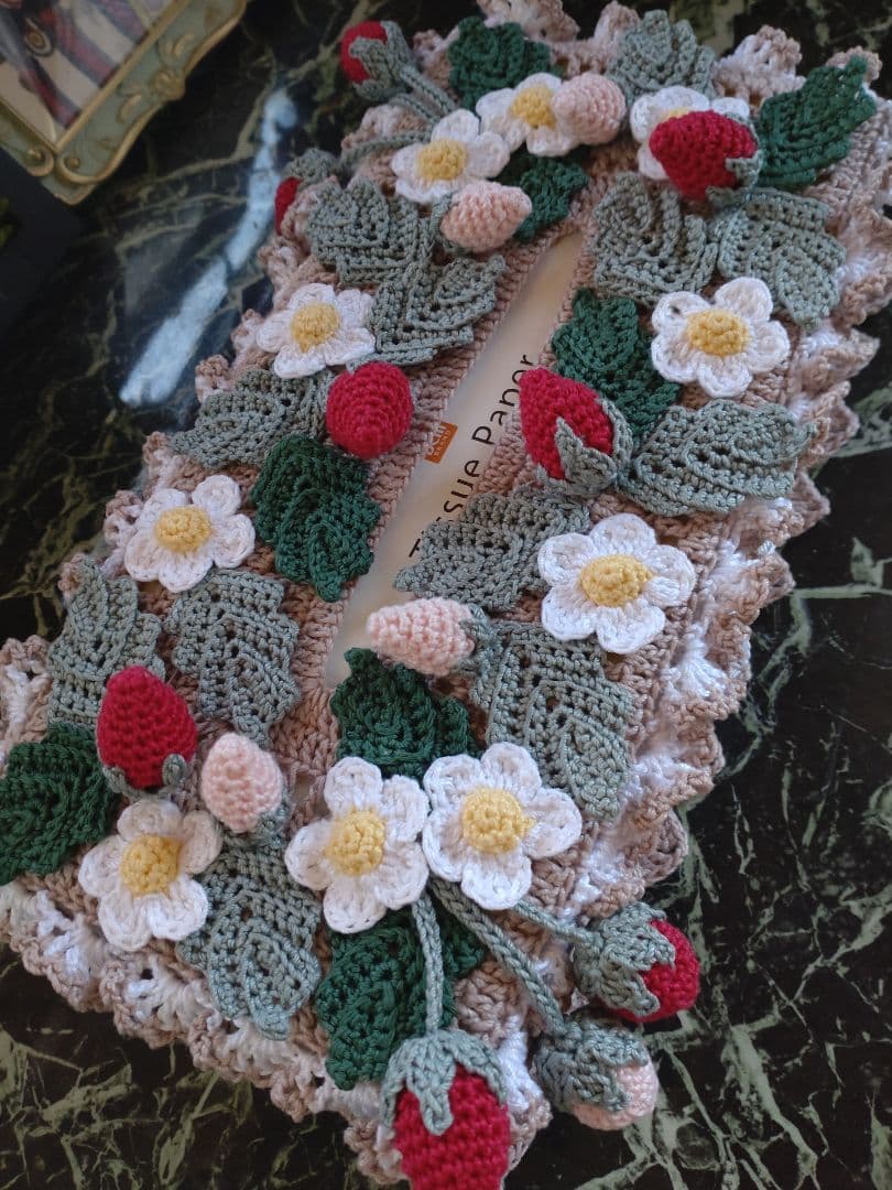 ヤクルトlove様ティッシュボックスカバーかぎ編み生活道具レース編みドイリー