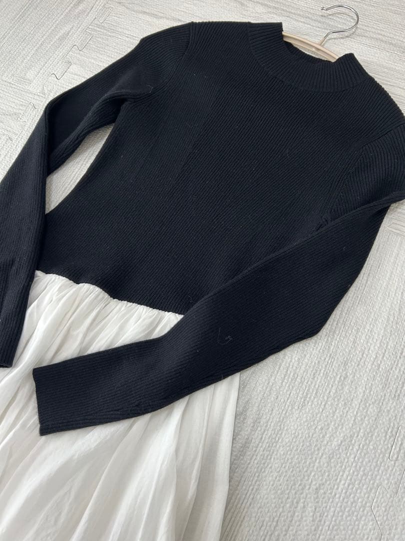 anuans イレギュラーヘムニットドッキングワンピース