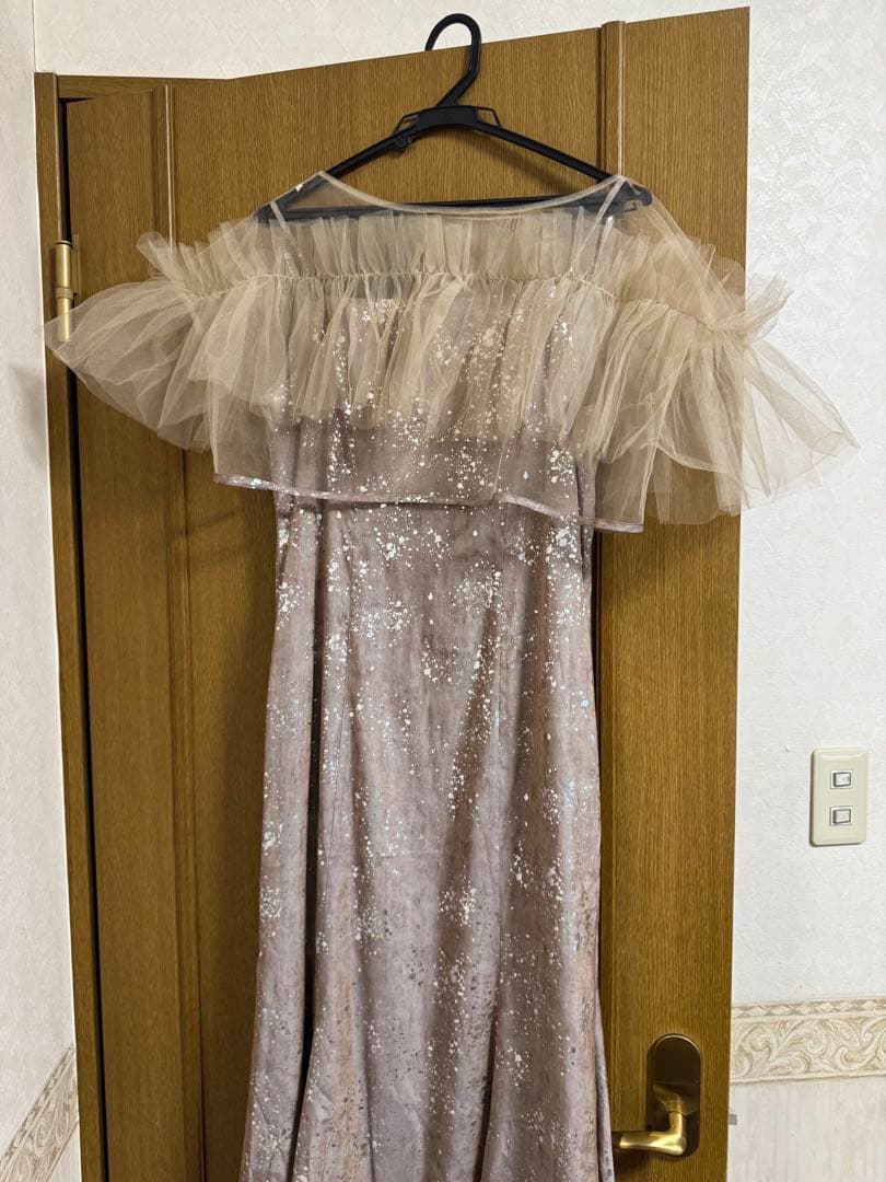 Leja チュールフリルボレロペイントマーメイドドレス グレー　S