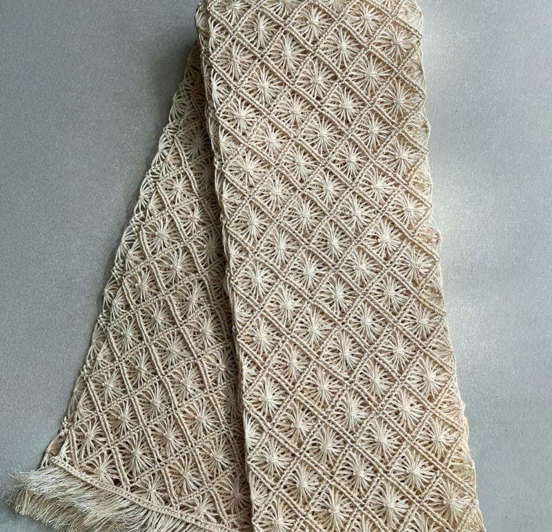 2025 誉田屋源兵衛　半幅帯芭蕉通風段文/生成色　新品　ラスト1本