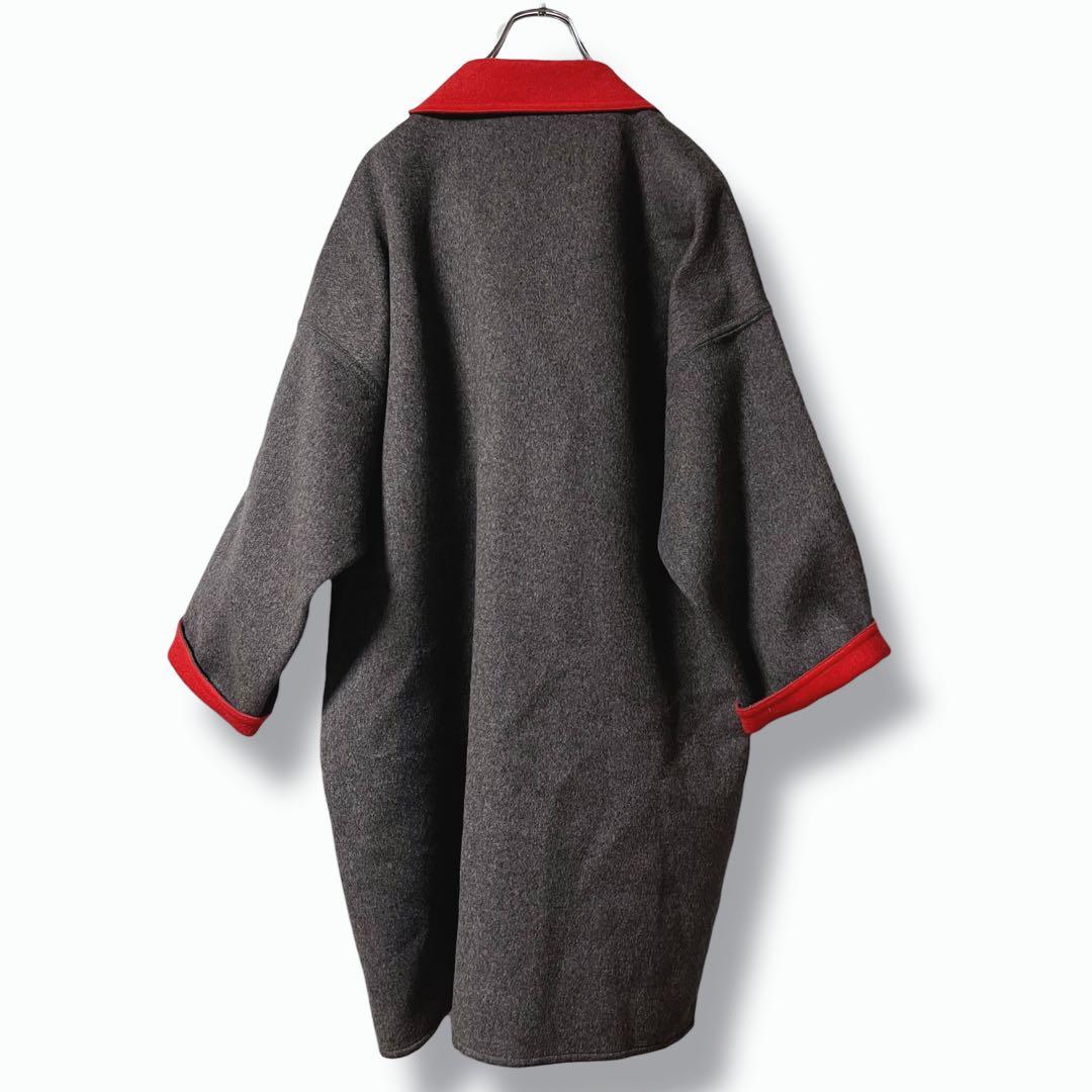 ❤️ヴィンテージ❤️Leilianレリアン ウールリバーコート グレー 赤 9