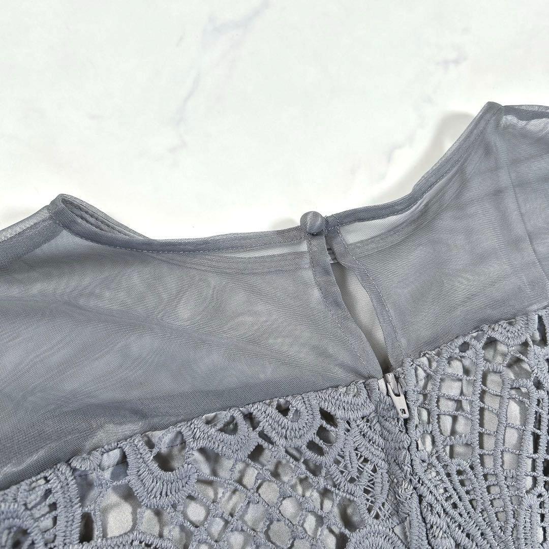 【大きいサイズ 3L】　カラルス　ケミカルレース　ボリューム袖　ワンピースドレス