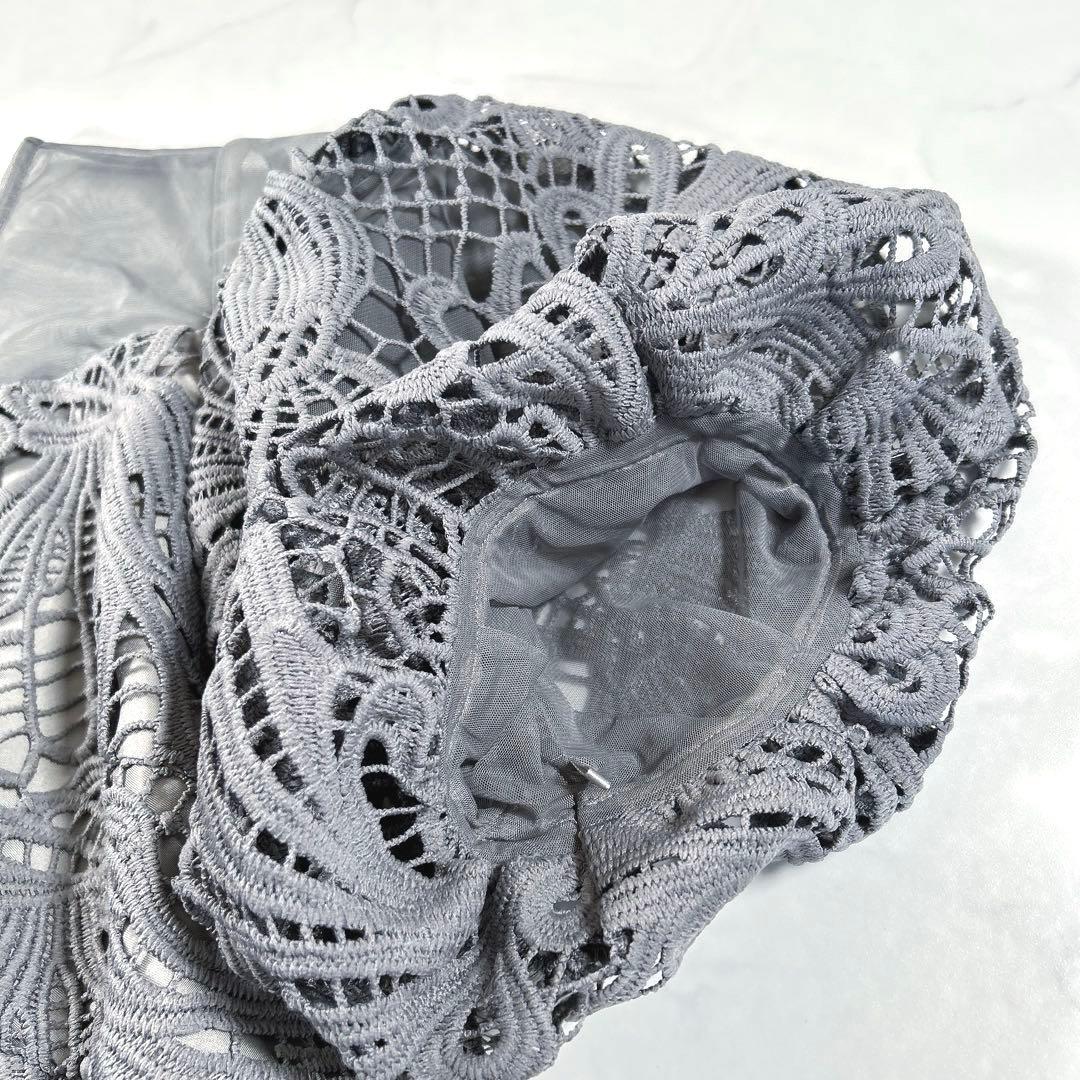 【大きいサイズ 3L】　カラルス　ケミカルレース　ボリューム袖　ワンピースドレス