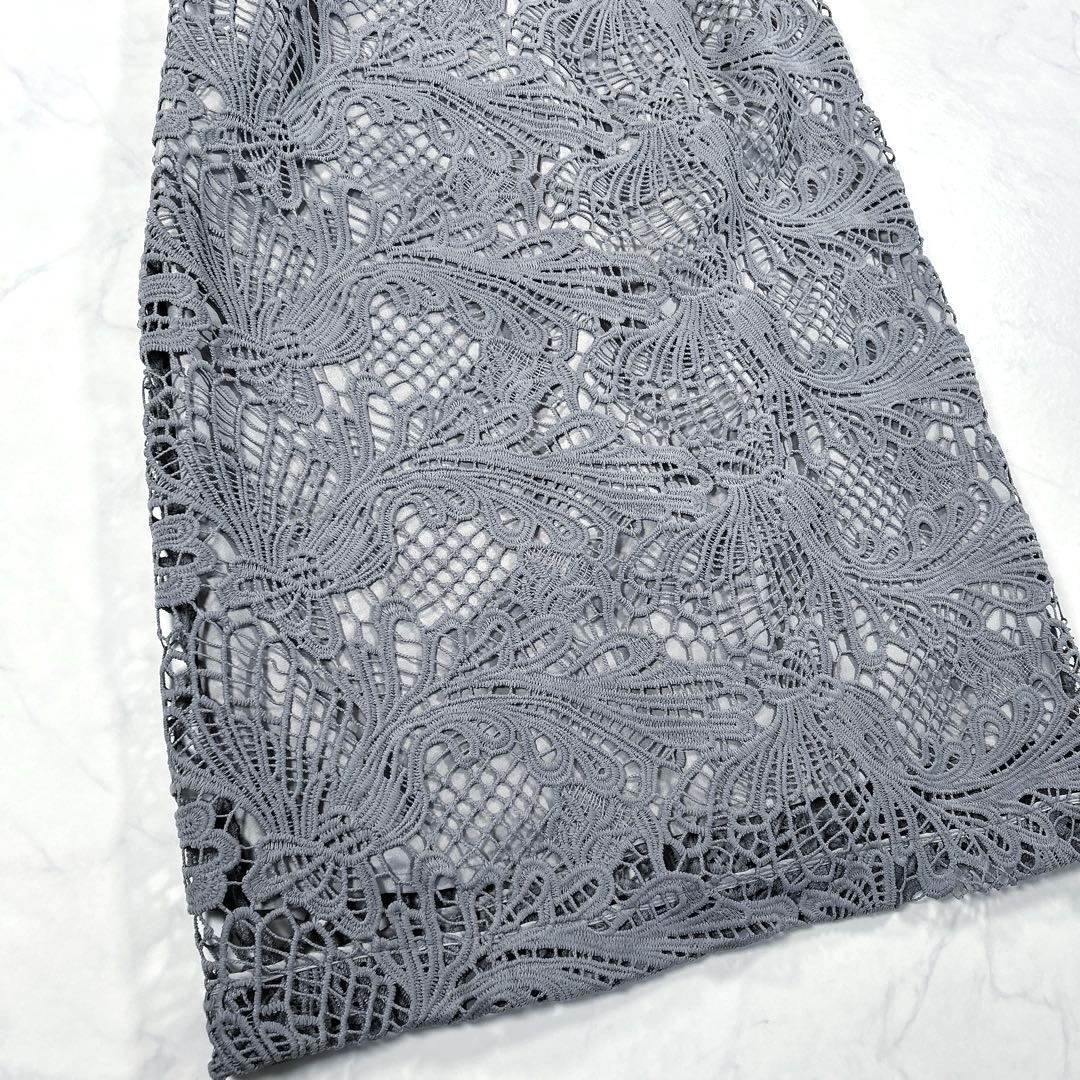 【大きいサイズ 3L】　カラルス　ケミカルレース　ボリューム袖　ワンピースドレス