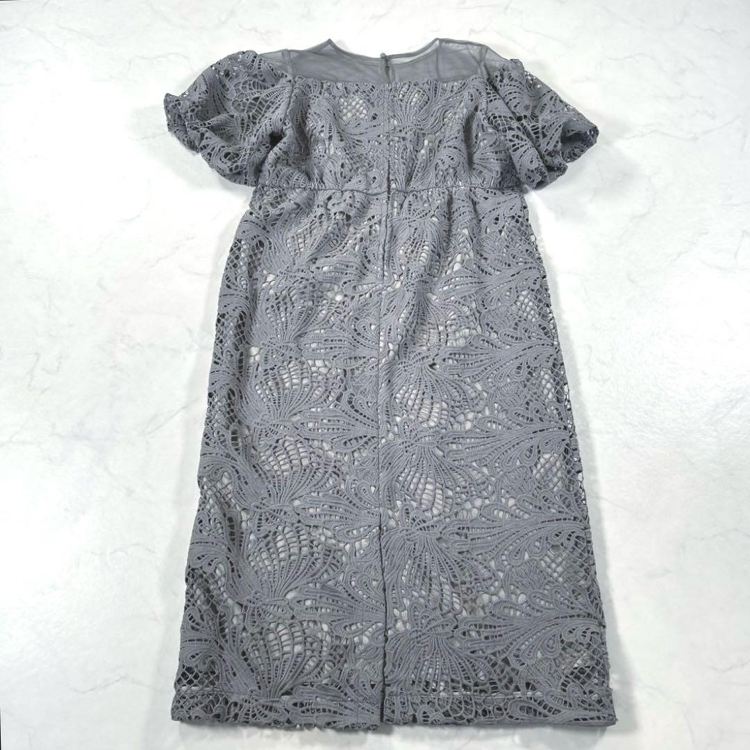 【大きいサイズ 3L】　カラルス　ケミカルレース　ボリューム袖　ワンピースドレス