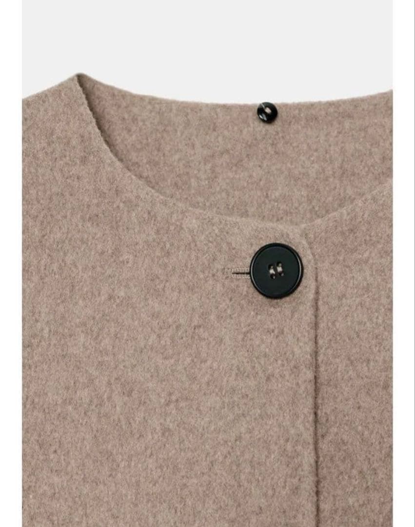 ZARA ウール ショートスカーフ コート M ミンク 完売品