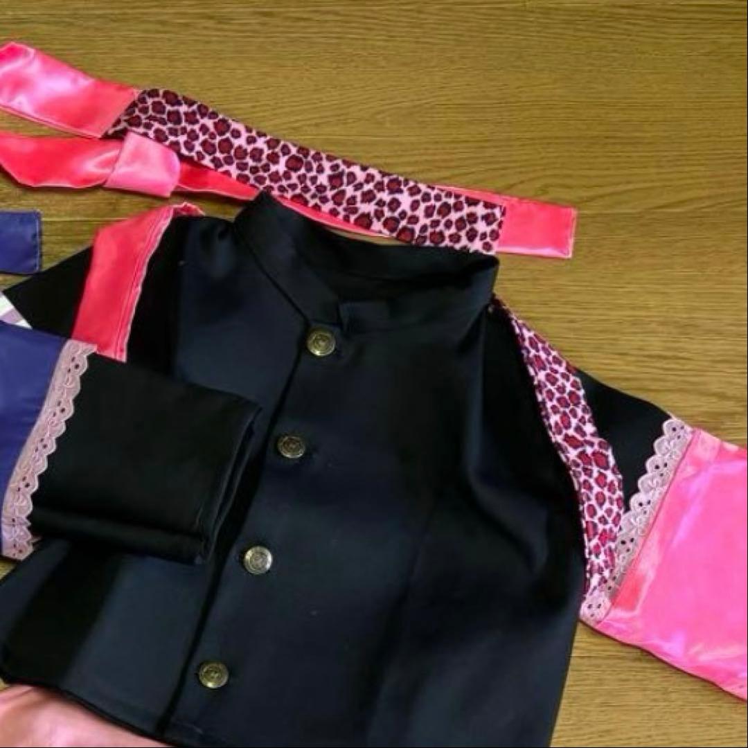 赤の学ラン（少し短め、細身）ニッカズボン、黒ベルト、90.130.140