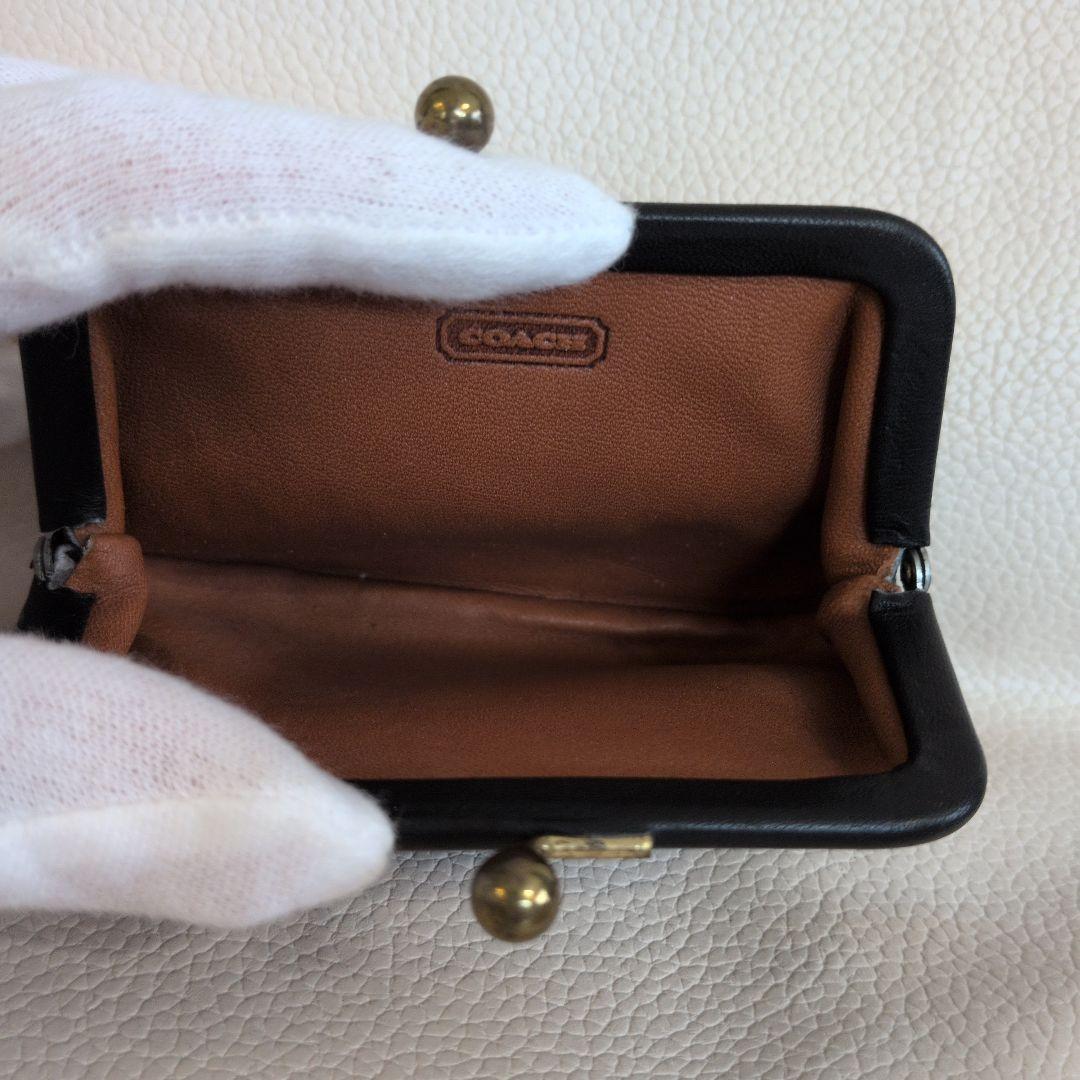 希少!!美品✨コーチ　がま口　レザー　ブラック　ケース　小物入れ　オールド