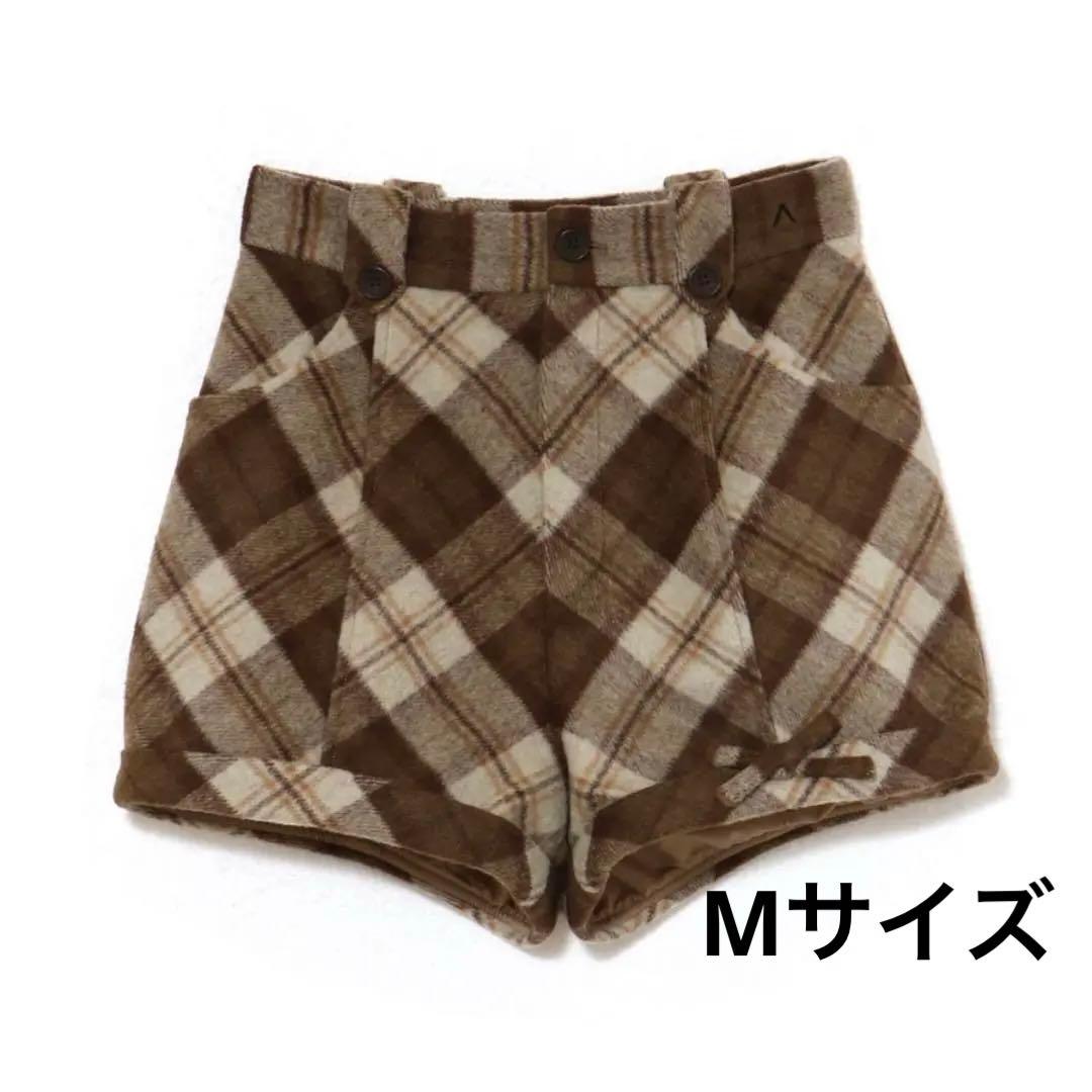 andmary Ribbon check mini pants ベージュ