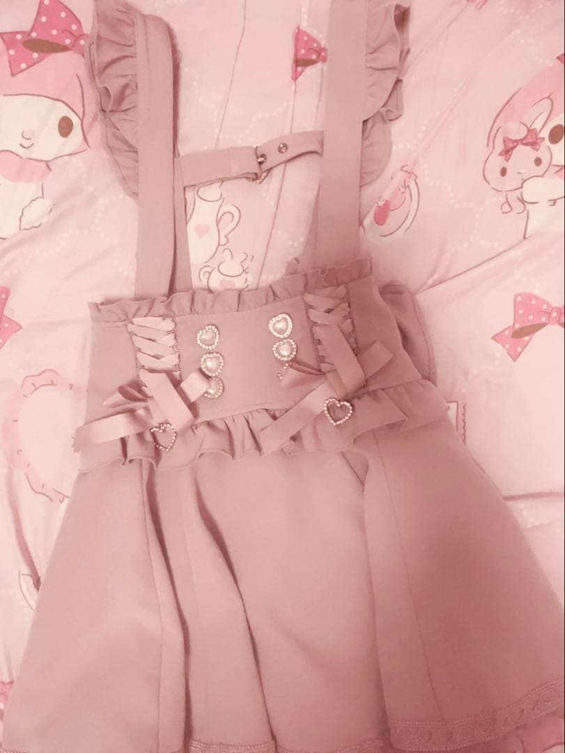 リズリサ レースアップサスペンダー付スカパン ピンク