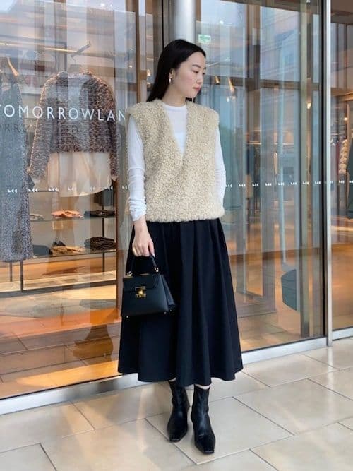 Ballsey ミックスファー Vネックベスト