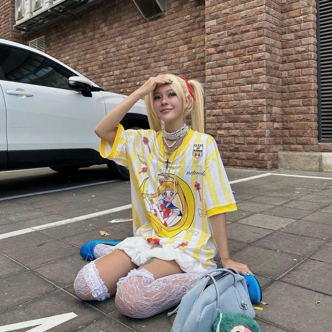 セーラームーン 月野うさぎ アニメゲームシャツ サッカーシャツフットボールシャツ