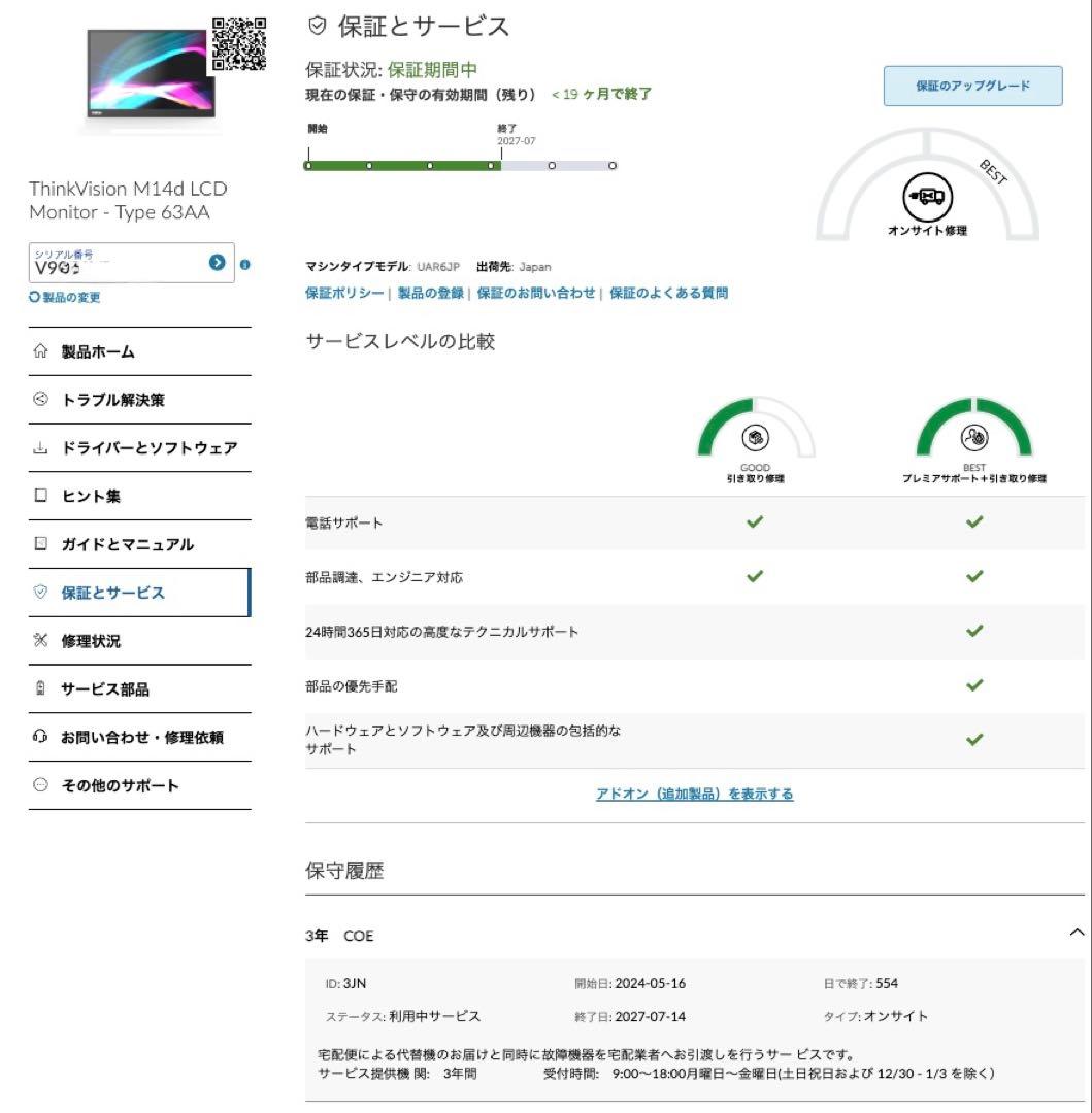 Lenovo ThinkVision M14d 保証付美品