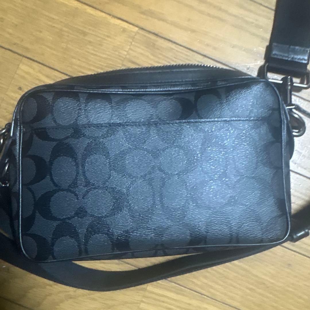 ブラックレザーショルダーバッグCOACHクロスボディcoachコーチシグネチャー