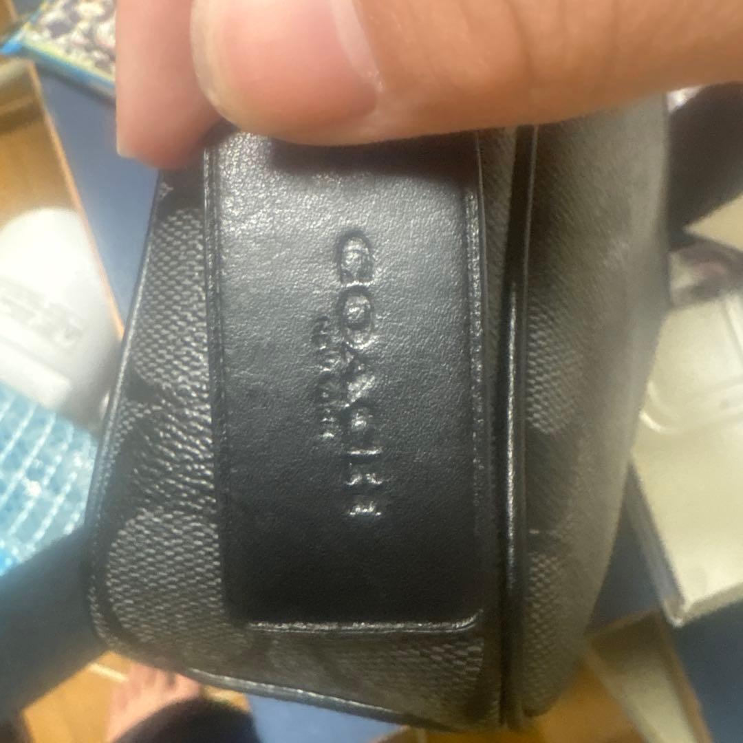 ブラックレザーショルダーバッグCOACHクロスボディcoachコーチシグネチャー