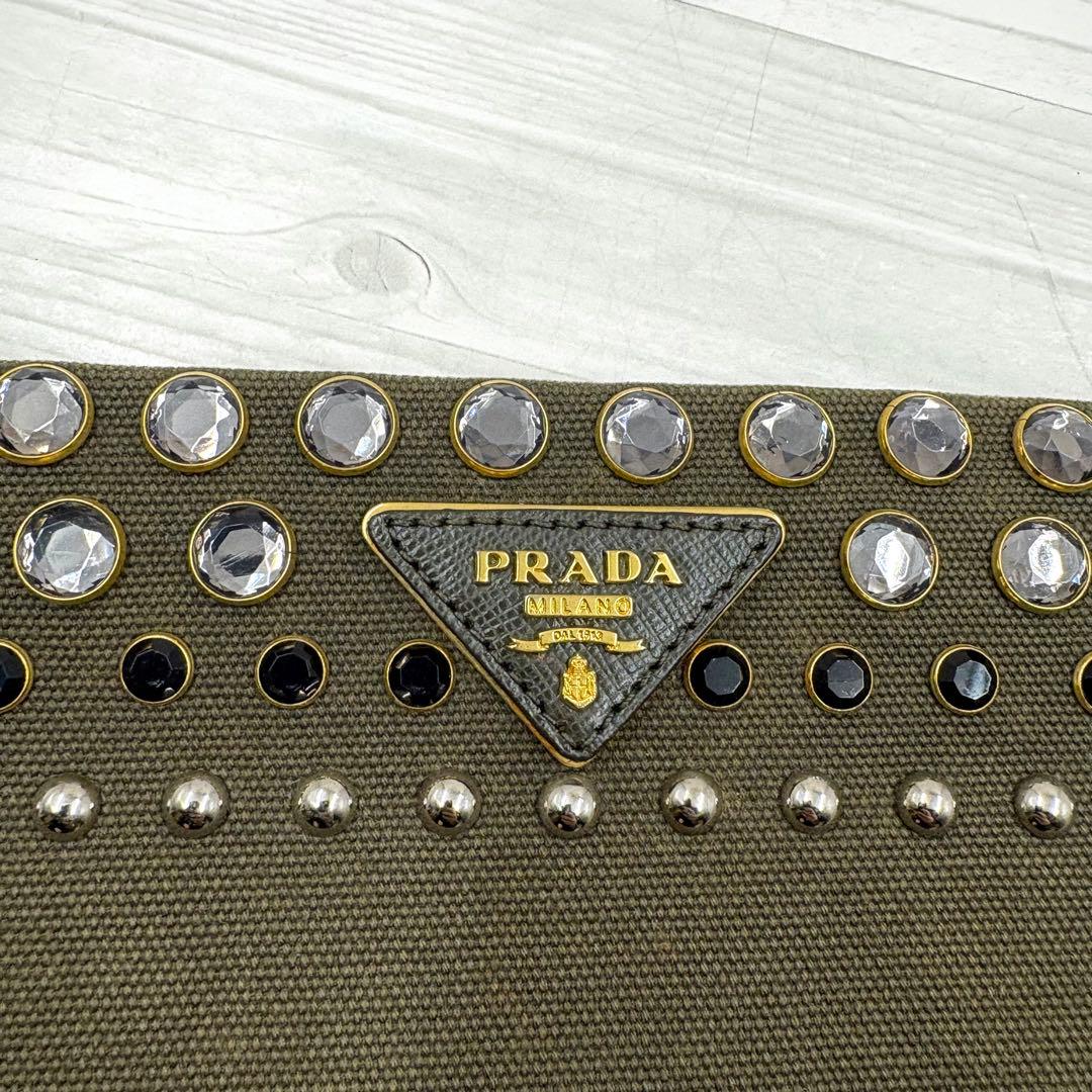 PRADA カナパ　CANAPA クラッチバッグ　ビジュースタッズ