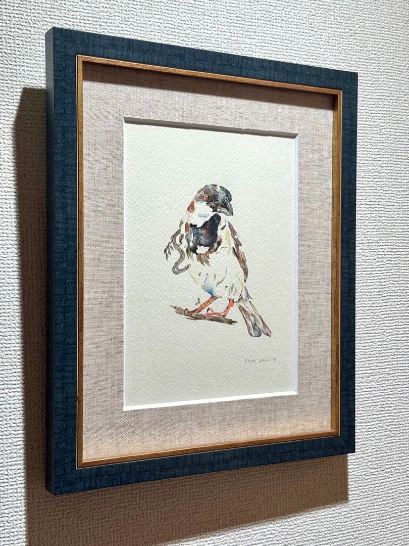 雀 すずめ 額装付き 原画