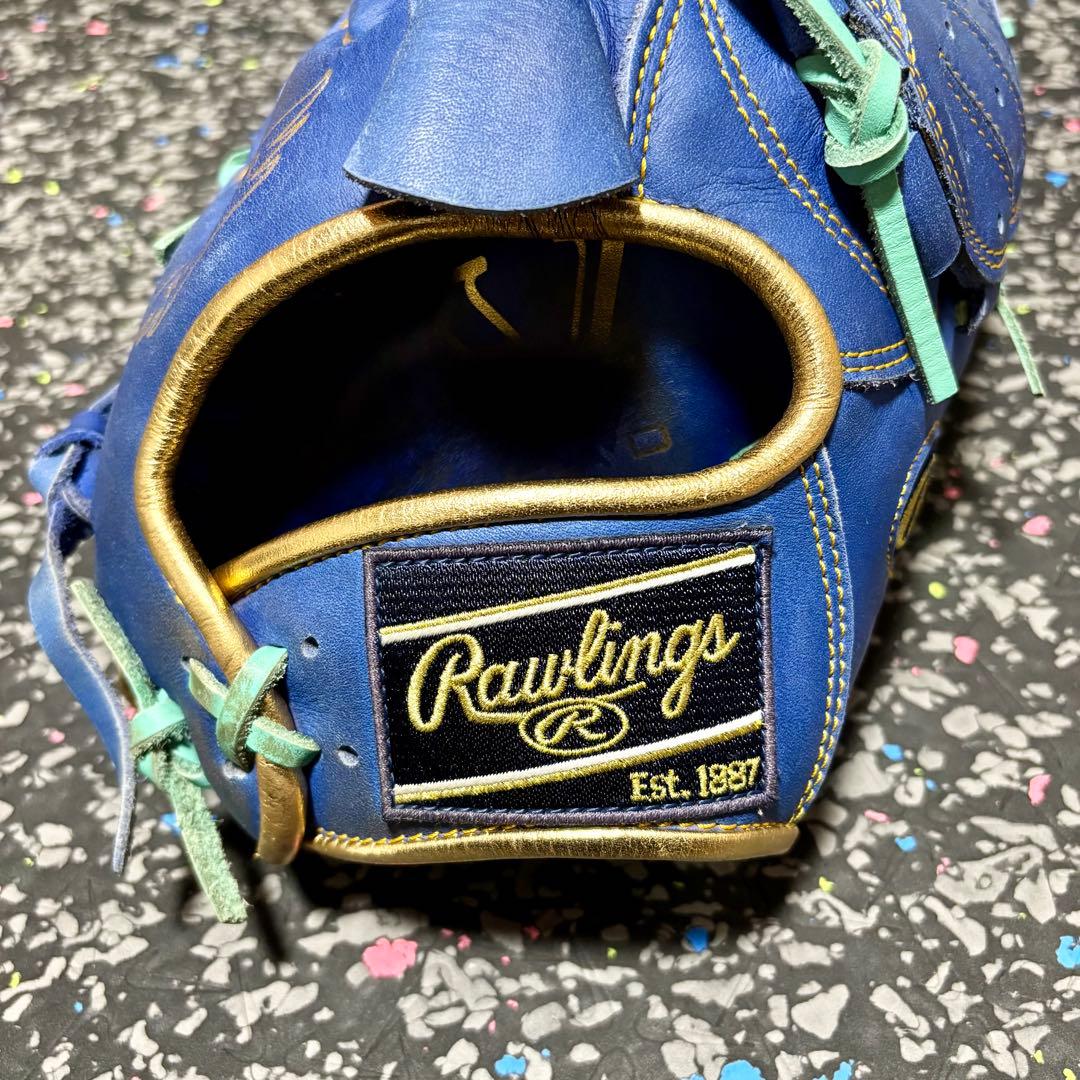ローリングス ハイパーテック 軟式用 投手用 グローブ ブルー ゴールド 野球