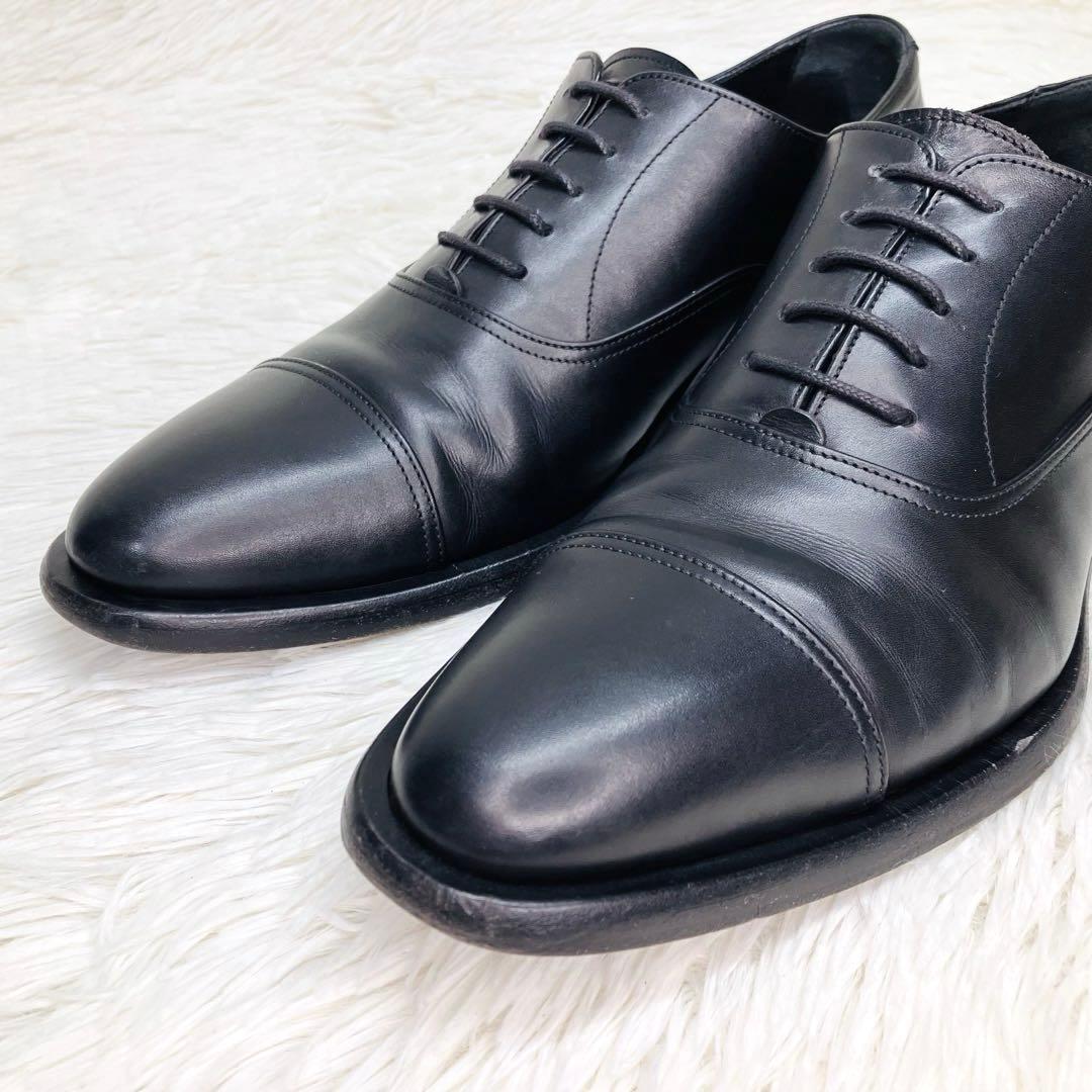 【極美品】GIORGIO ARMANI 41.5 ストレートチップ ビジネス　黒