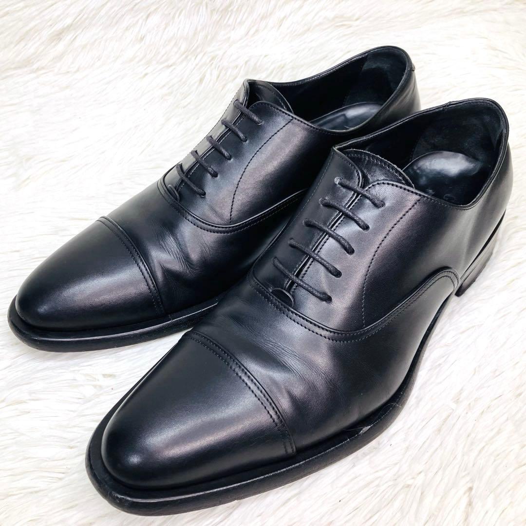 【極美品】GIORGIO ARMANI 41.5 ストレートチップ ビジネス　黒