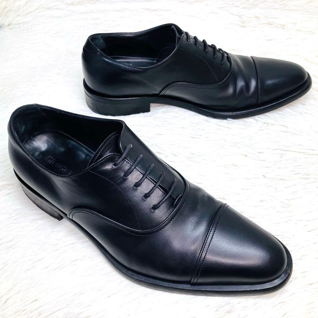 【極美品】GIORGIO ARMANI 41.5 ストレートチップ ビジネス　黒
