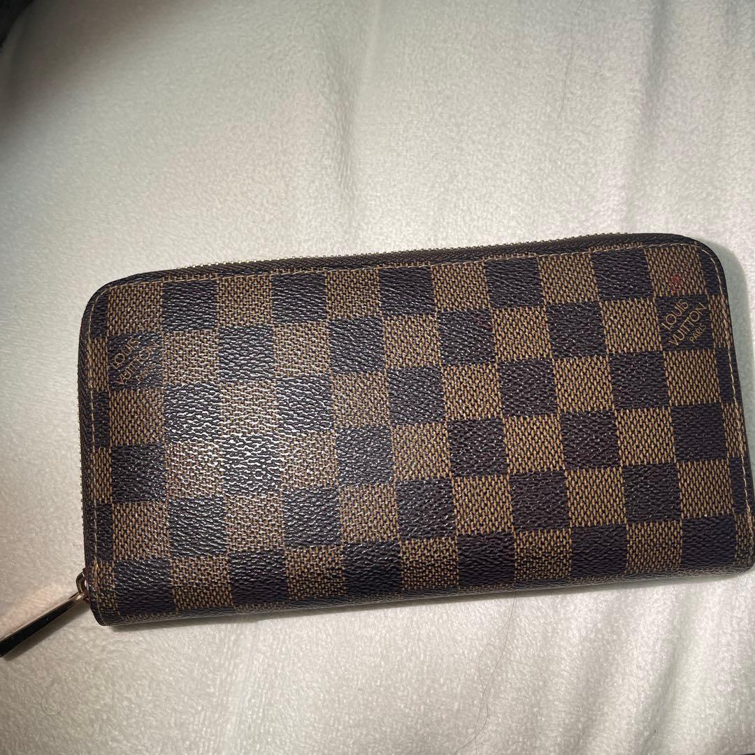 ダミエパターン 長財布 ゴールドファスナー