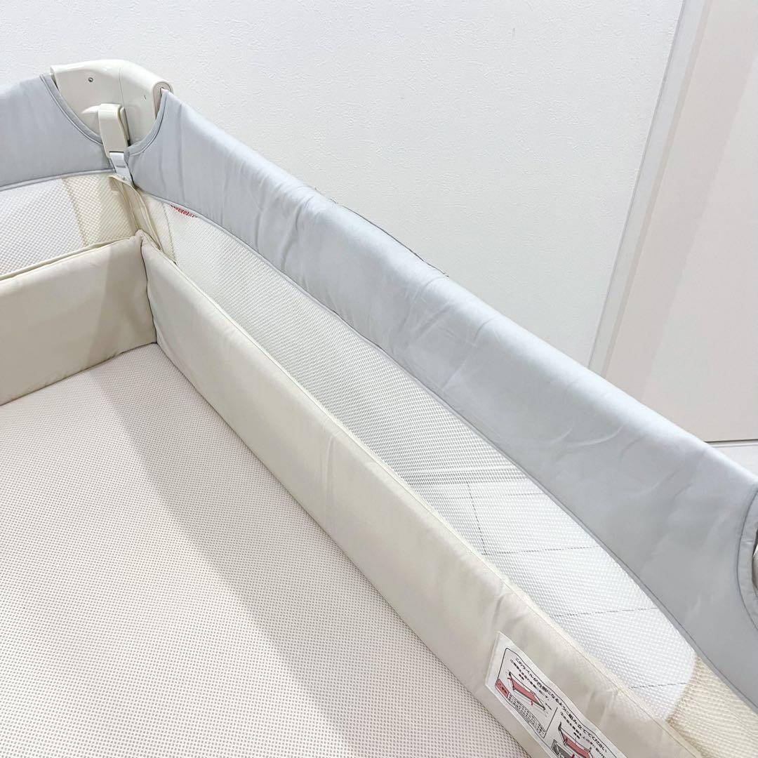 ★美品★ Aprica アップリカ ココネルエアー ベビーベッド ホワイトグレー