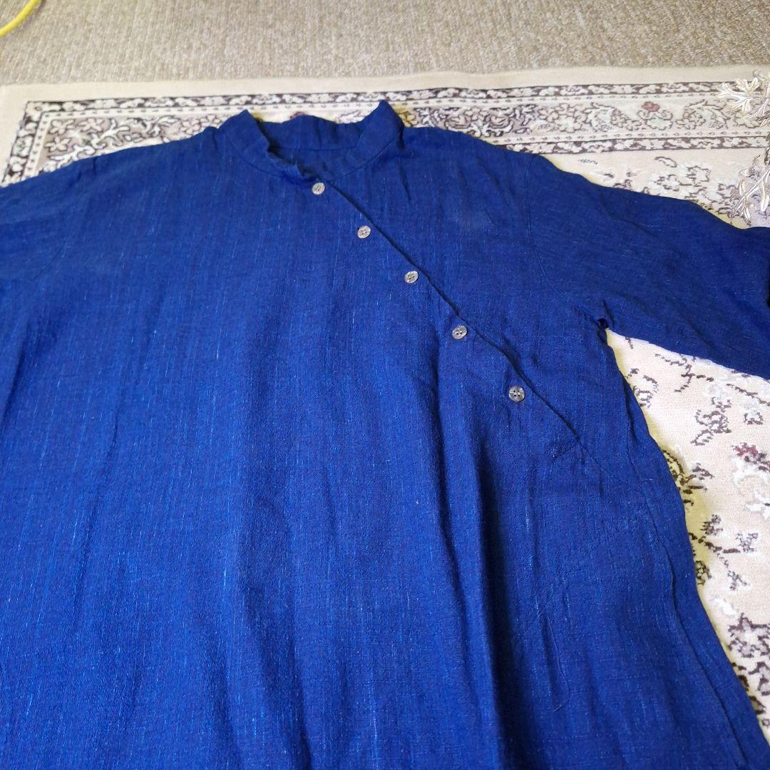 美品★ 群言堂　登美　麻50綿50　ロングワンピース