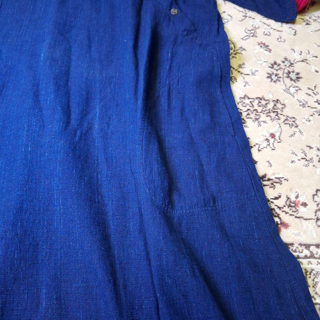 美品★ 群言堂　登美　麻50綿50　ロングワンピース