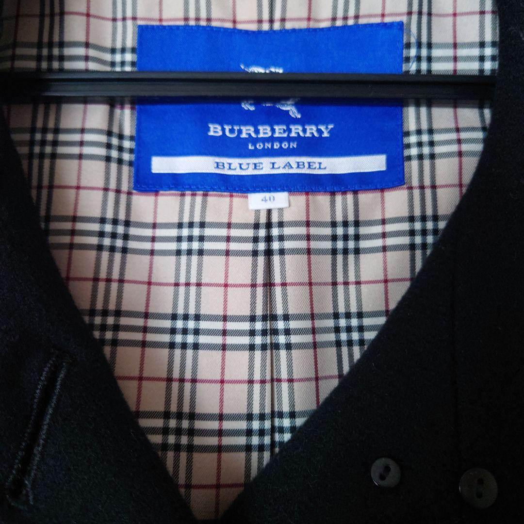 バーバリーブルーレーベル ブラック 40 黒 ピーコート クリーニング済
