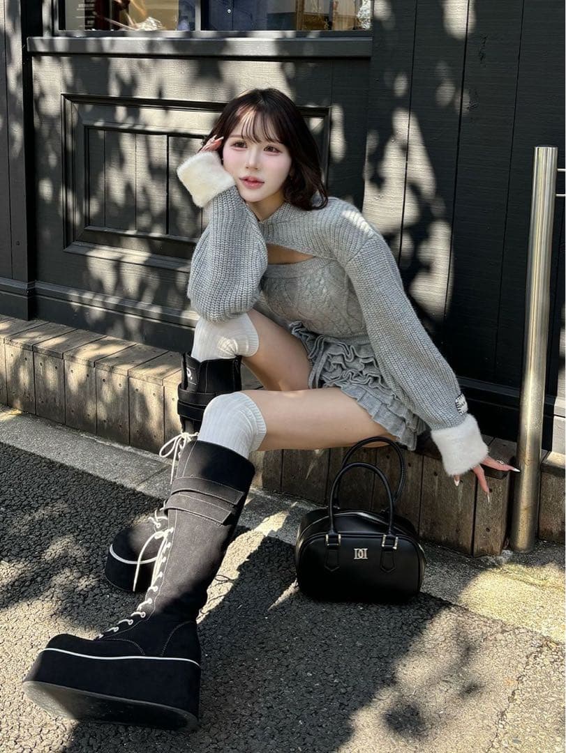 【新品未開封】Darich フリルニットコンビネゾン グレー F