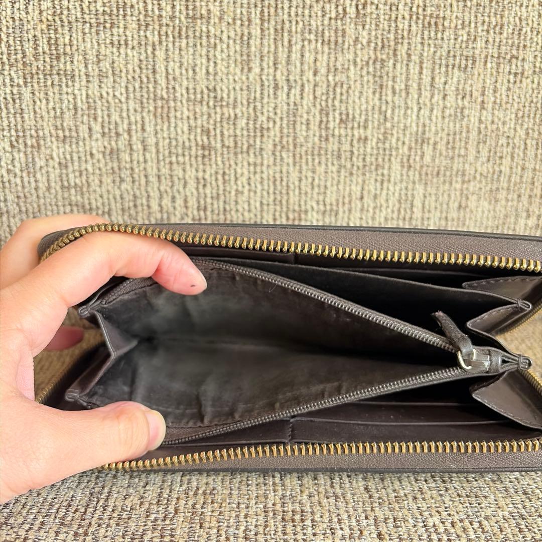 GUCCI インターロッキング　GG柄　キャンバス　長財布 ブラウン