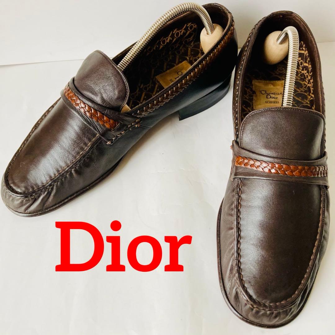 クリスチャン ディオール 濃茶 ローファー 26cm 除菌・消臭済み