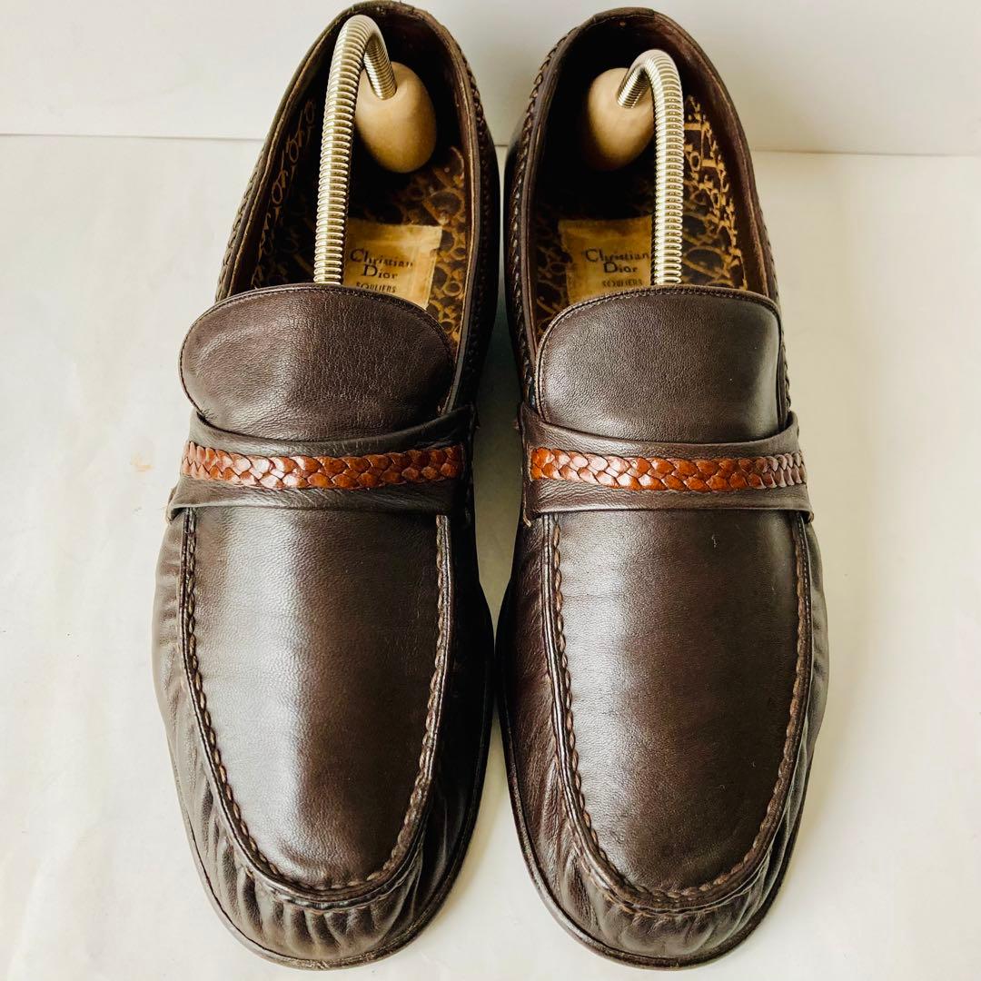 クリスチャン ディオール 濃茶 ローファー 26cm 除菌・消臭済み