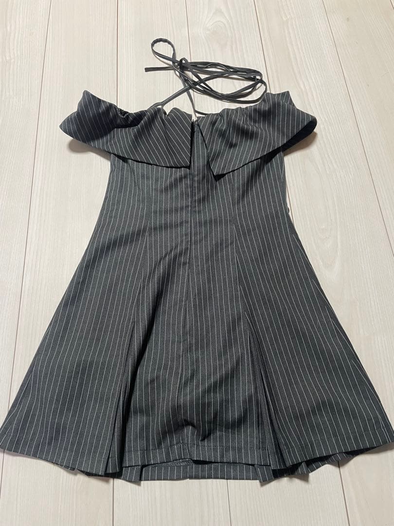 ANGEL R オフショルダー ストライプドレス Sサイズ