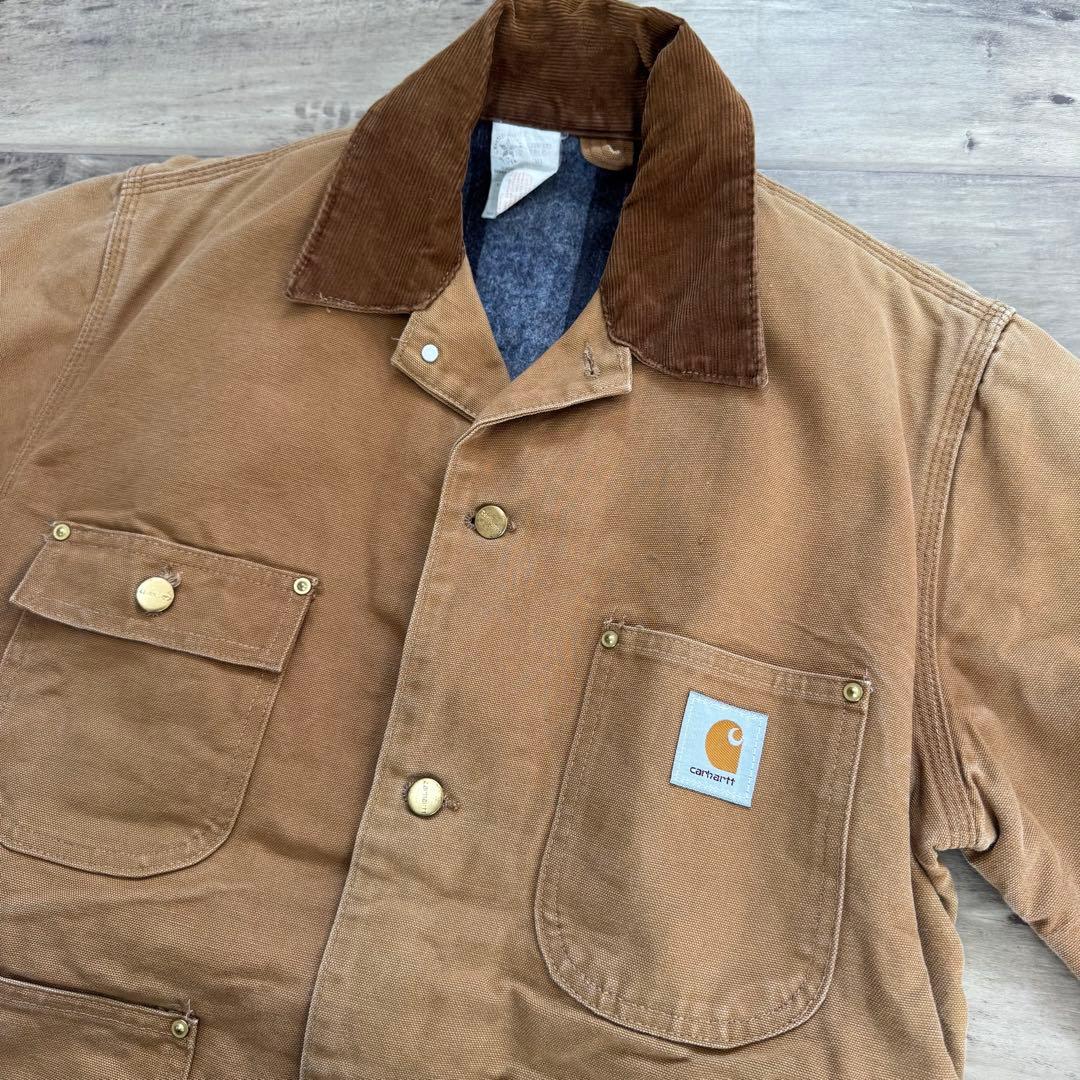 80sUSA製カーハートカバーオールミシガンチョアコートブランケットダック38M