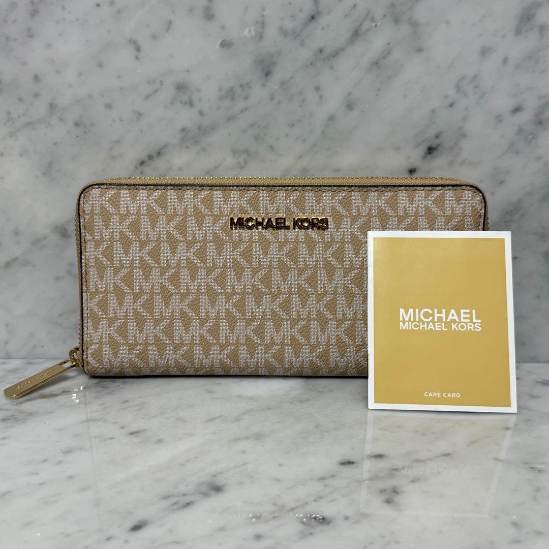 新品 未使用 MICHEAL KORS マイケルコース 長財布 ジップ ベージュ