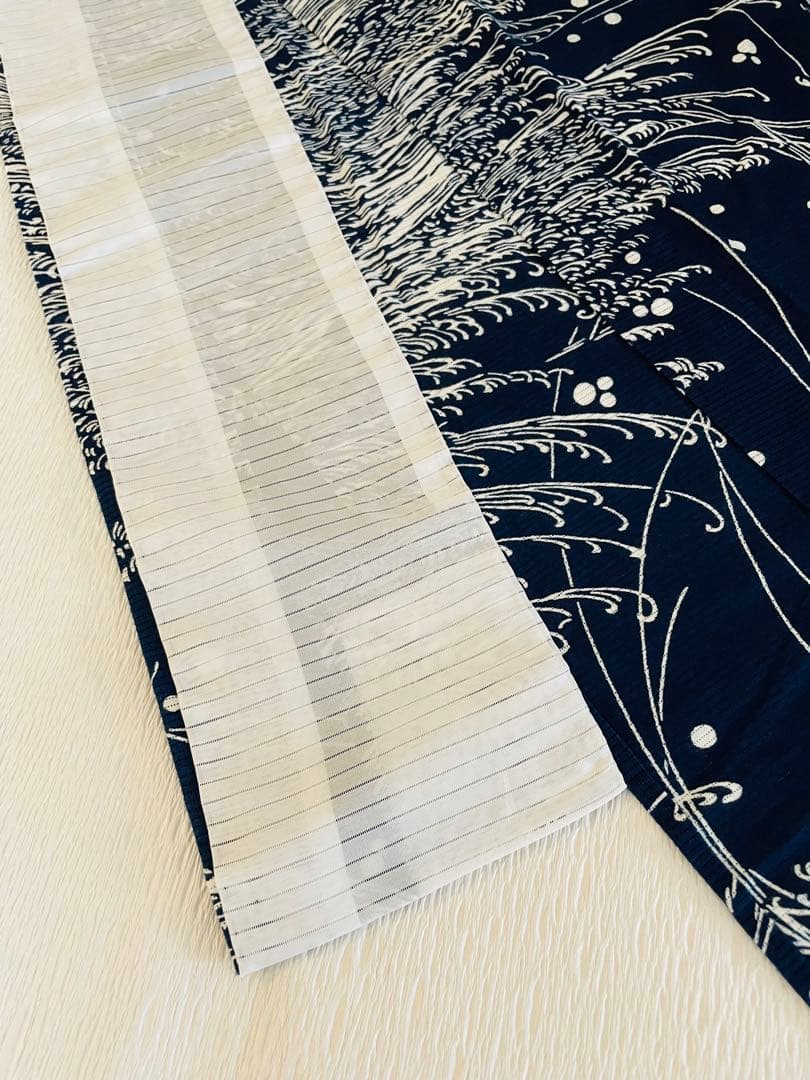 無形文化財　長板藍染　綿絽　初山一之助 証紙付き