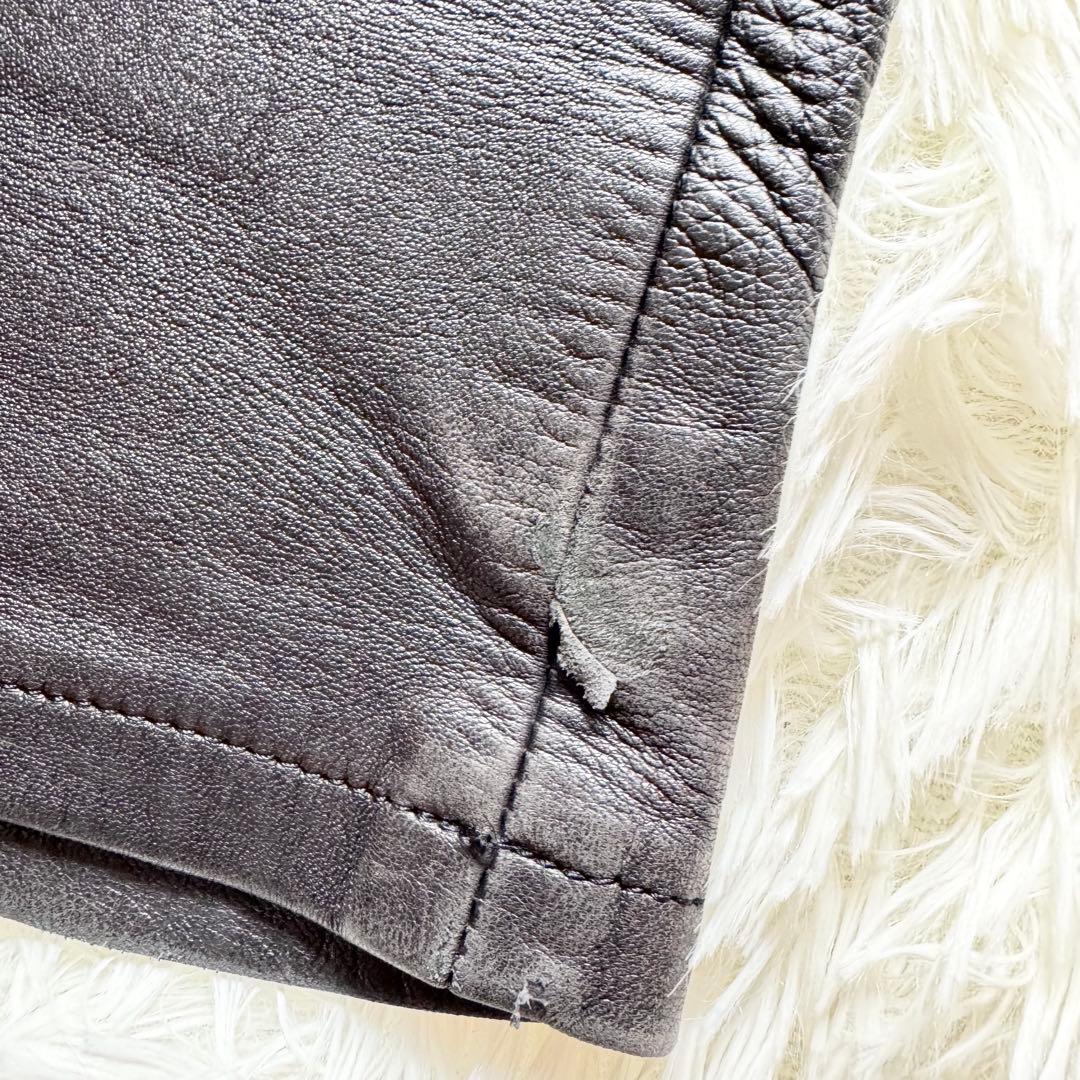 ✨極美品✨ agnes b 羊革 レザーパンツ 36 ブラック 本革 ストレート