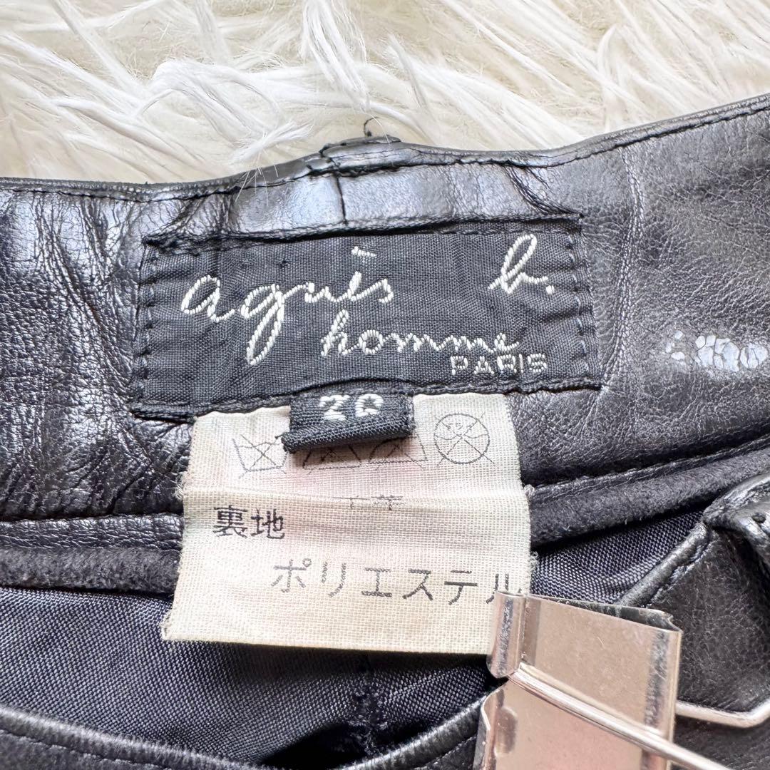✨極美品✨ agnes b 羊革 レザーパンツ 36 ブラック 本革 ストレート