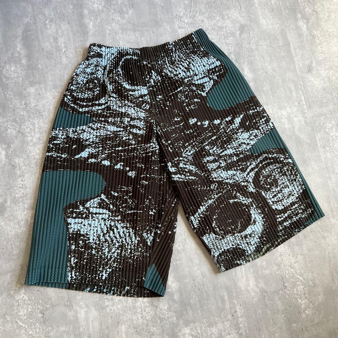 オムプリッセイッセイミヤケ　幻の一本　総柄　プリーツワイドショーツ　美品