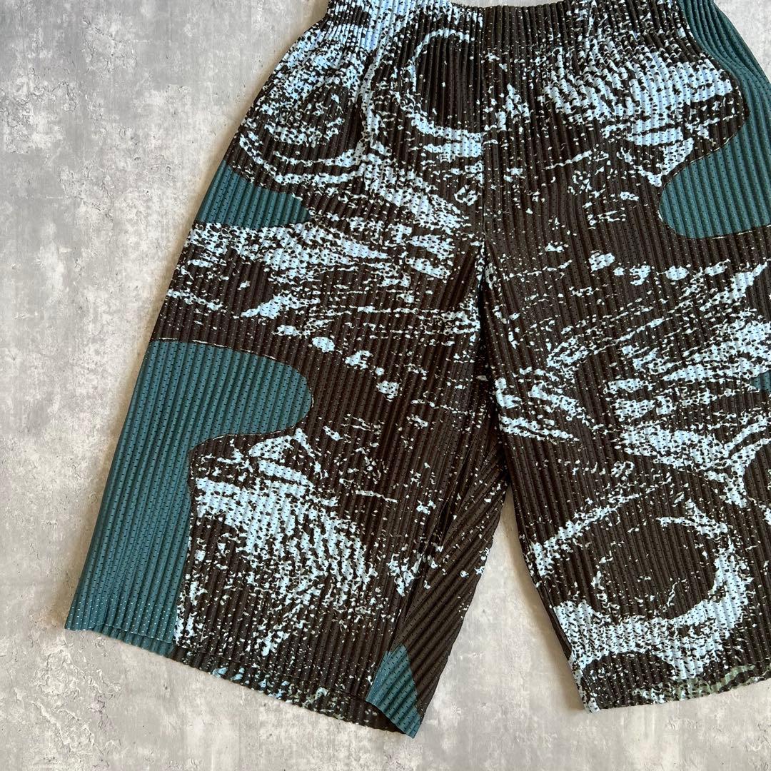 オムプリッセイッセイミヤケ　幻の一本　総柄　プリーツワイドショーツ　美品