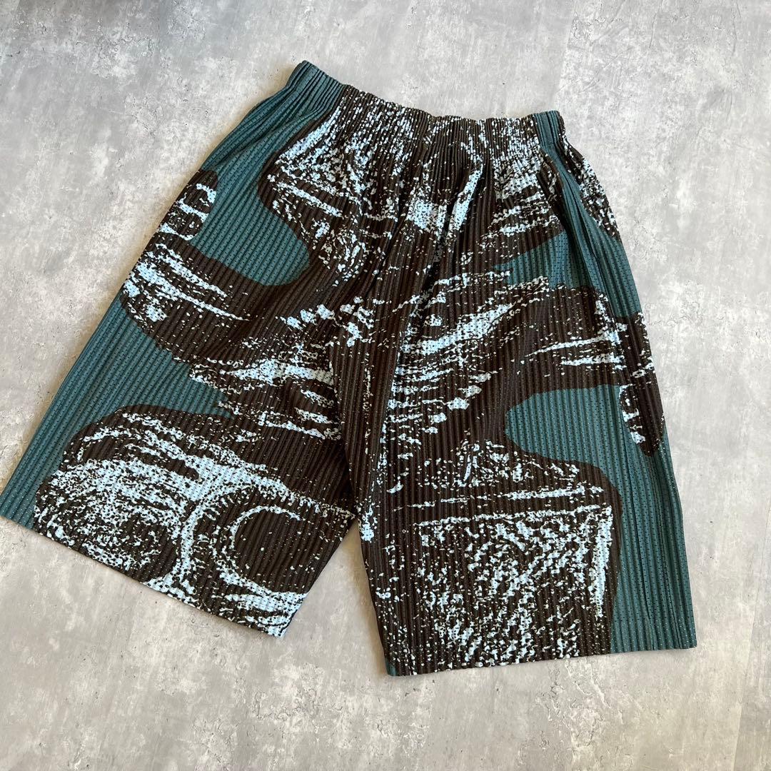 オムプリッセイッセイミヤケ　幻の一本　総柄　プリーツワイドショーツ　美品