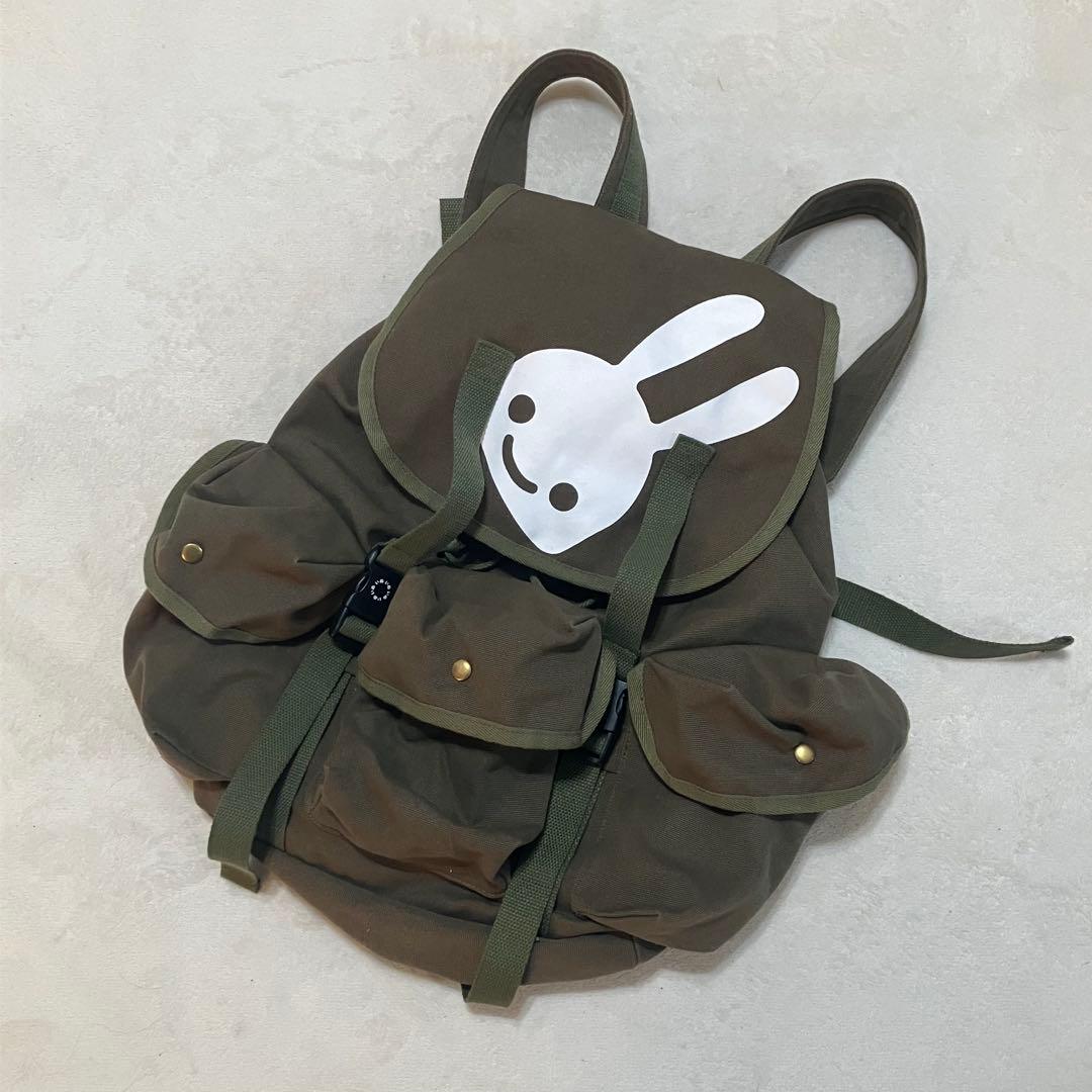 CUNE 帆布のミリタリーリュック うさぎ カーキ A4 大容量 バックパック