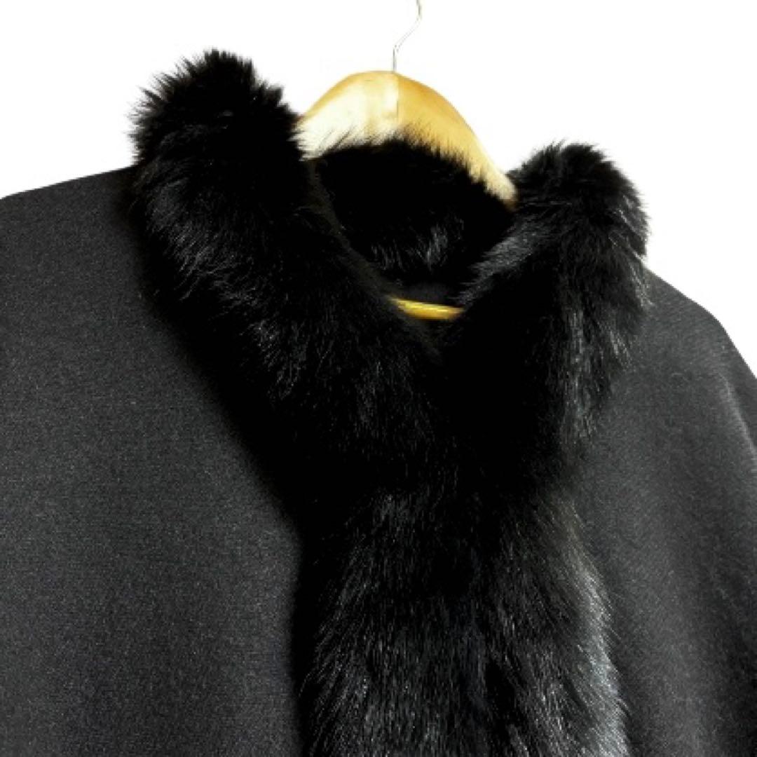 【美品】FOX FUR /フォックスファー カシミヤ100/ケープ ポンチョ