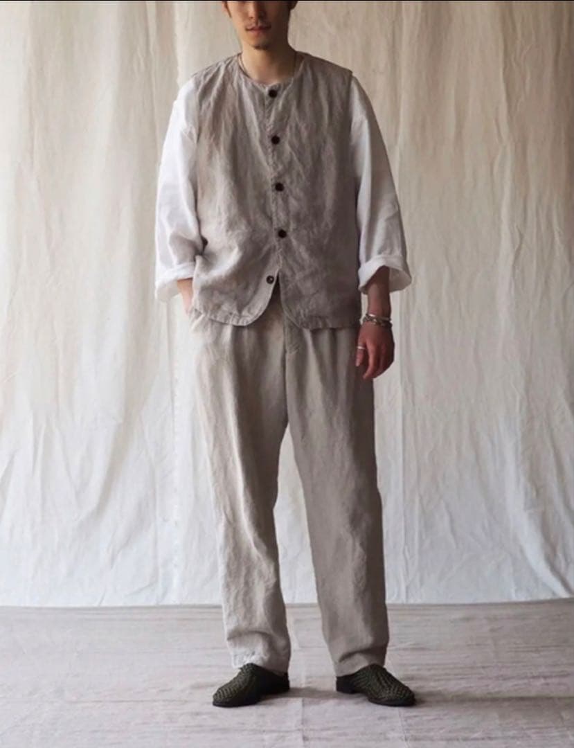 nest robe confect インターライニングリネンテーパードパンツ